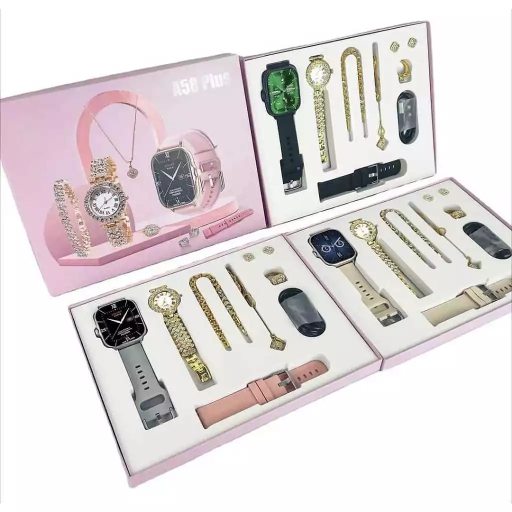 A58 Plus smart watch women's watch Bluetooth call message reminds heart rate sports watch Luxury Lady Watch Fitness Waterproof Smart Watch For Woman gift box set GT4 6 IN 1 Girl Woman Smart Watch
