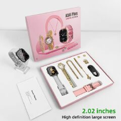A58plus smart watch Bluetooth call with diamond 2pcs watches gift box set for women's smartwatch GT4 heart rate Monotor sports watch Woman Smartwatch Luxury Ladies Watch Girlfriend Birthday Gift set