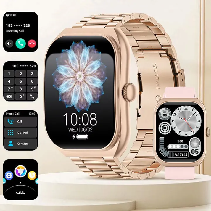 Z172 Smart Watch Bluetooth Call Curved Surface Exercise Outdoor Waterproof Heart Rate Sleep Health Monitoring Men's Smart Watch Women's Smart Watch Sports Smart Watch Stainless Steel Gold Smart Watch