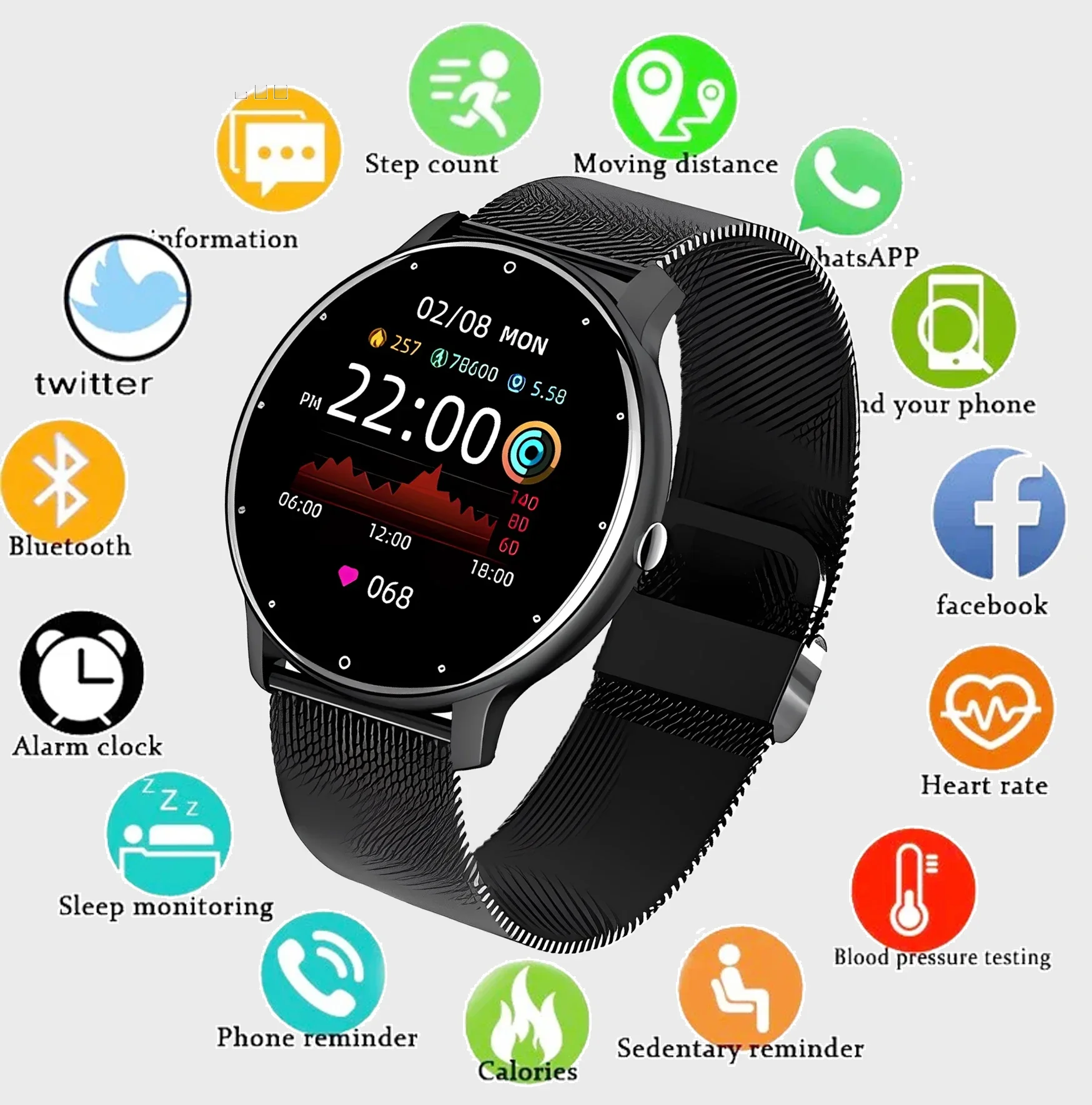 LXASFIT 2025 New Smart Watch Heart Rate Sleep Health Monitor Bluetooth Talk Ladies Sport Smart Watch for Android IOS Men Smart Watch Women Smart Watch Kids Smartwatch Fitness Round Screen Ladies Watch
