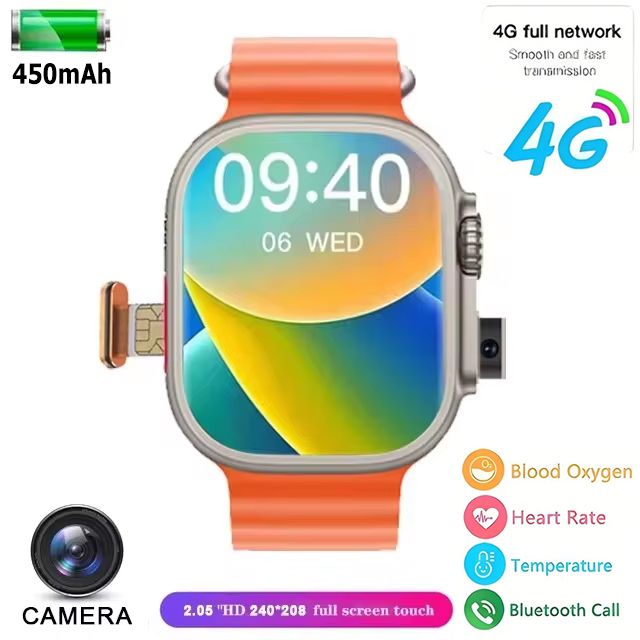 2025 New 4G Network Smart Watch With Sim Card Slot GPS Google Play IP67 Waterproof Android IOS Camera SIM Card ECG Smartwatch For Men Women Sports Smart Watch Kids Smart Watch Woman Smartwatch