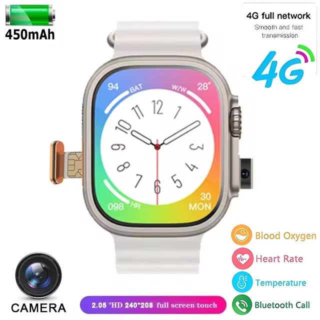 2025 New 4G Network Smart Watch With Sim Card Slot GPS Google Play IP67 Waterproof Android IOS Camera SIM Card ECG Smartwatch For Men Women Sports Smart Watch Kids Smart Watch Woman Smartwatch