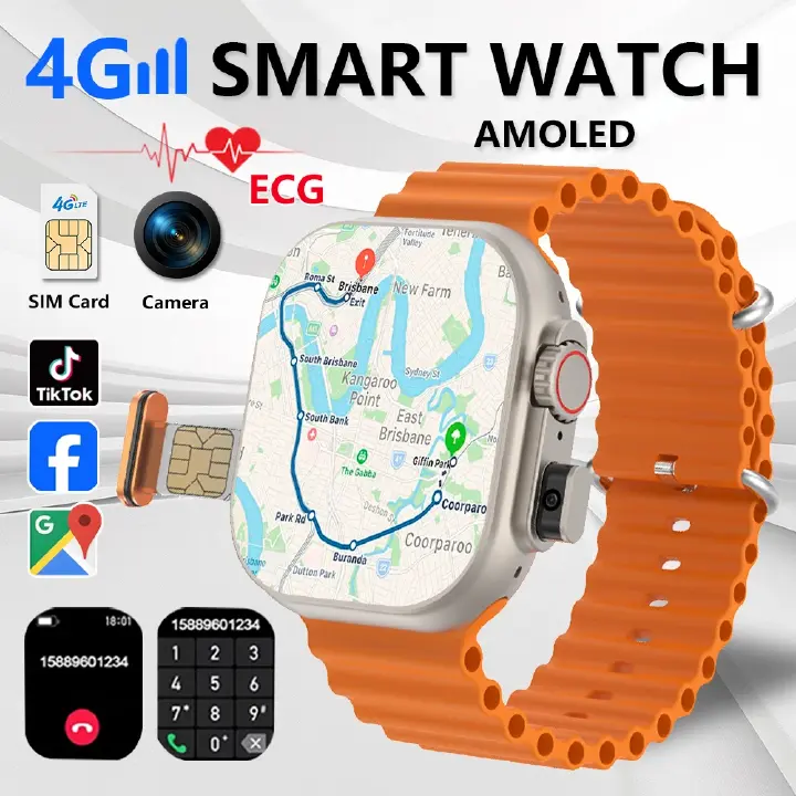 2025 New 4G Network Smart Watch With Sim Card Slot GPS Google Play IP67 Waterproof Android IOS Camera SIM Card ECG Smartwatch For Men Women Sports Smart Watch Kids Smart Watch Woman Smartwatch