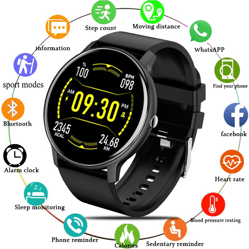 LIGE Women Smart Watch Men Women Fitness Sports Smartwatch Steel TPU Strap Round Touch Control Men's Smart Watch IP67 Waterproof smartwatch Bluetooth Call Heart Rate Monitor Android IOS Ladies Watch