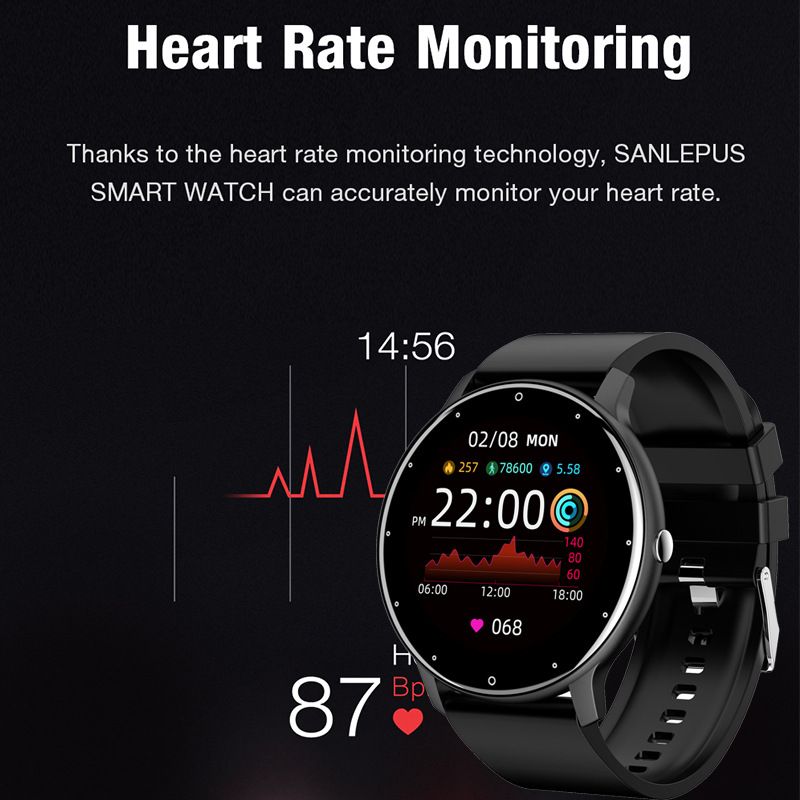 LIGE Women Smart Watch Men Women Fitness Sports Smartwatch Steel TPU Strap Round Touch Control Men's Smart Watch IP67 Waterproof smartwatch Bluetooth Call Heart Rate Monitor Android IOS Ladies Watch