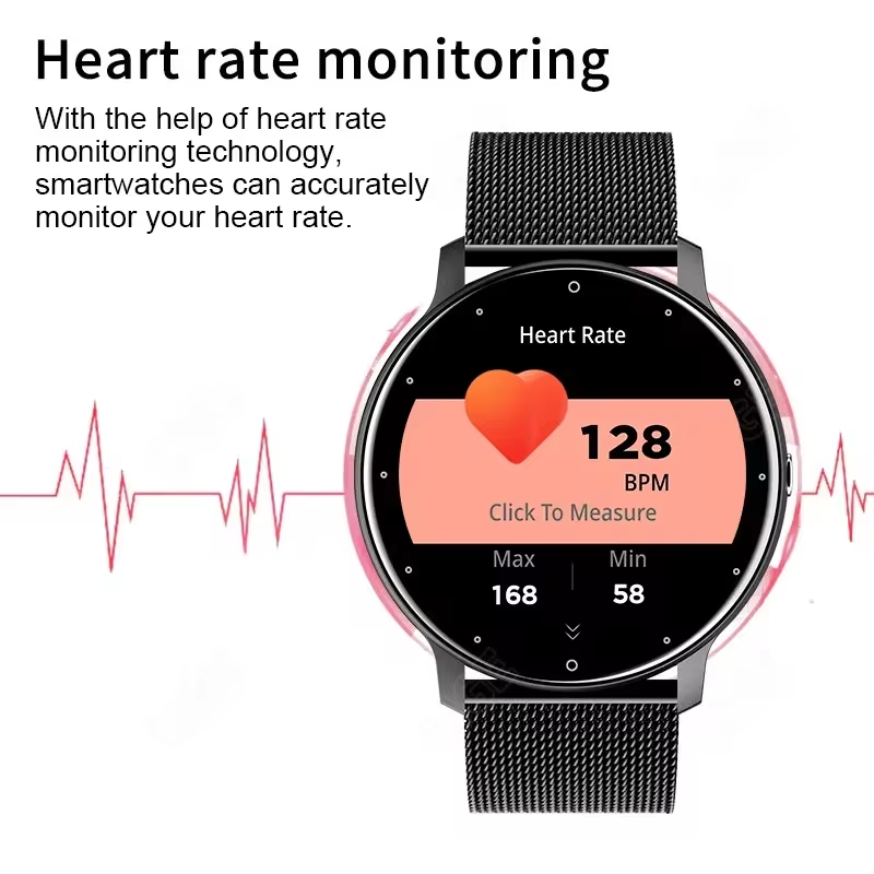 LIGE Women Smart Watch Men Women Fitness Sports Smartwatch Steel TPU Strap Round Touch Control Men's Smart Watch IP67 Waterproof smartwatch Bluetooth Call Heart Rate Monitor Android IOS Ladies Watch