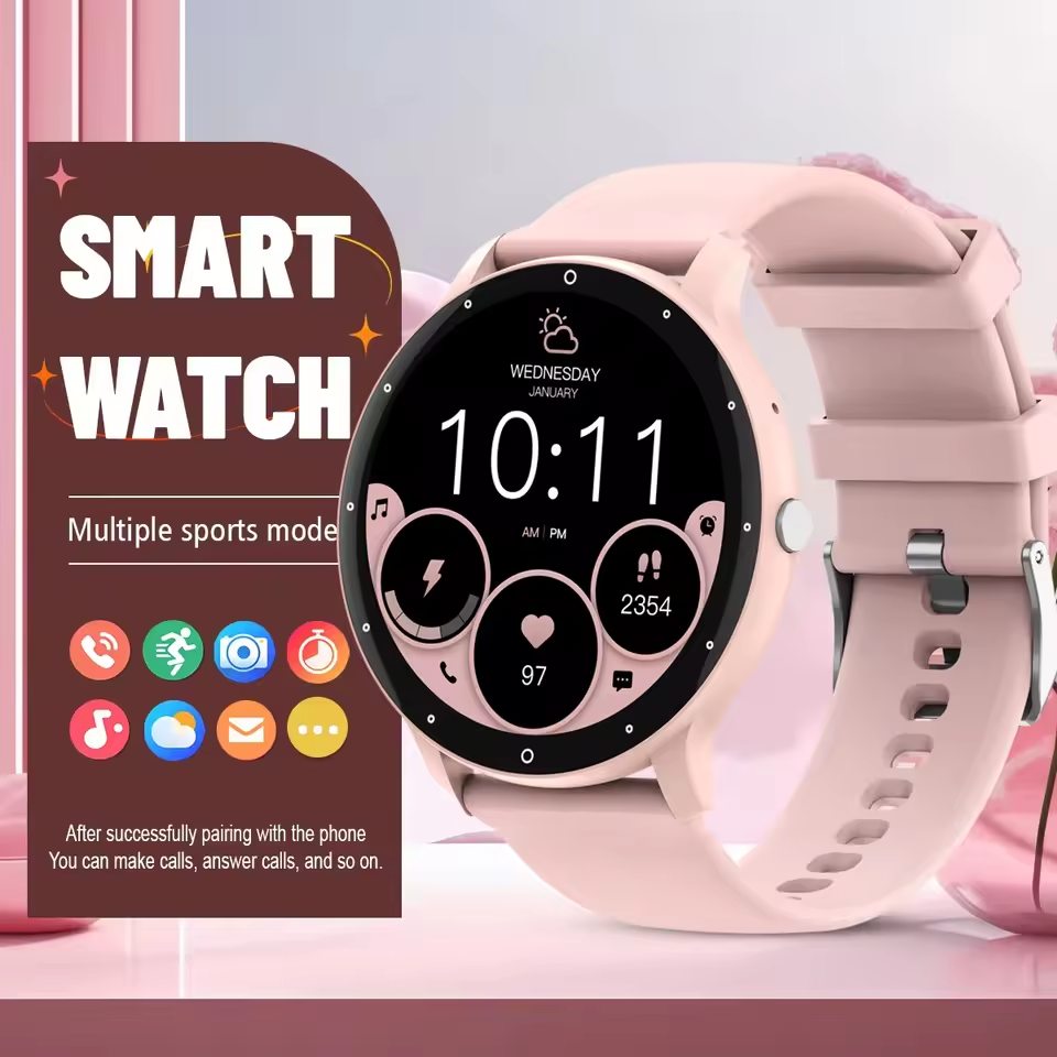 LIGE Women Smart Watch Men Women Fitness Sports Smartwatch Steel TPU Strap Round Touch Control Men's Smart Watch IP67 Waterproof smartwatch Bluetooth Call Heart Rate Monitor Android IOS Ladies Watch