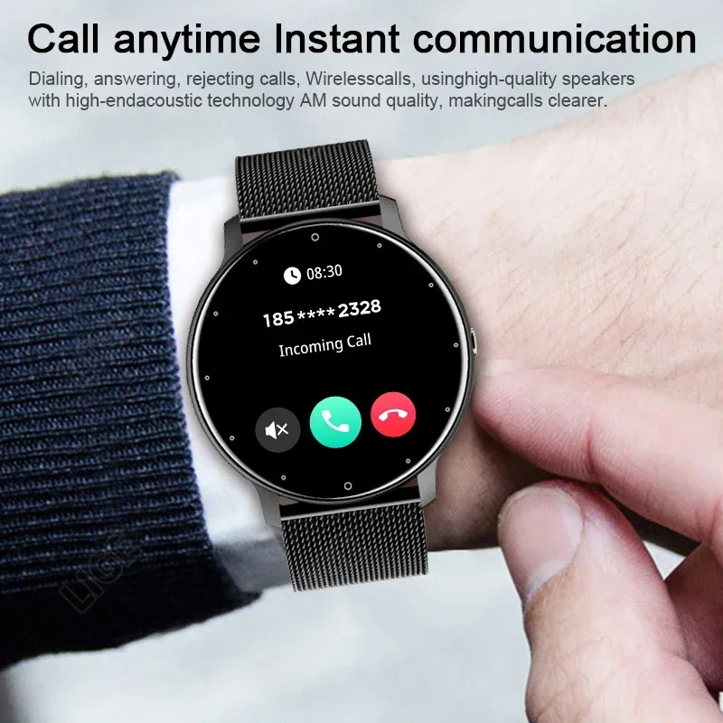 LIGE Women Smart Watch Men Women Fitness Sports Smartwatch Steel TPU Strap Round Touch Control Men's Smart Watch IP67 Waterproof smartwatch Bluetooth Call Heart Rate Monitor Android IOS Ladies Watch