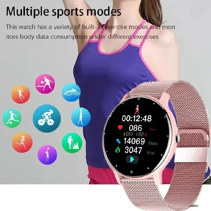 LIGE Women Smart Watch Men Women Fitness Sports Smartwatch Steel TPU Strap Round Touch Control Men's Smart Watch IP67 Waterproof smartwatch Bluetooth Call Heart Rate Monitor Android IOS Ladies Watch