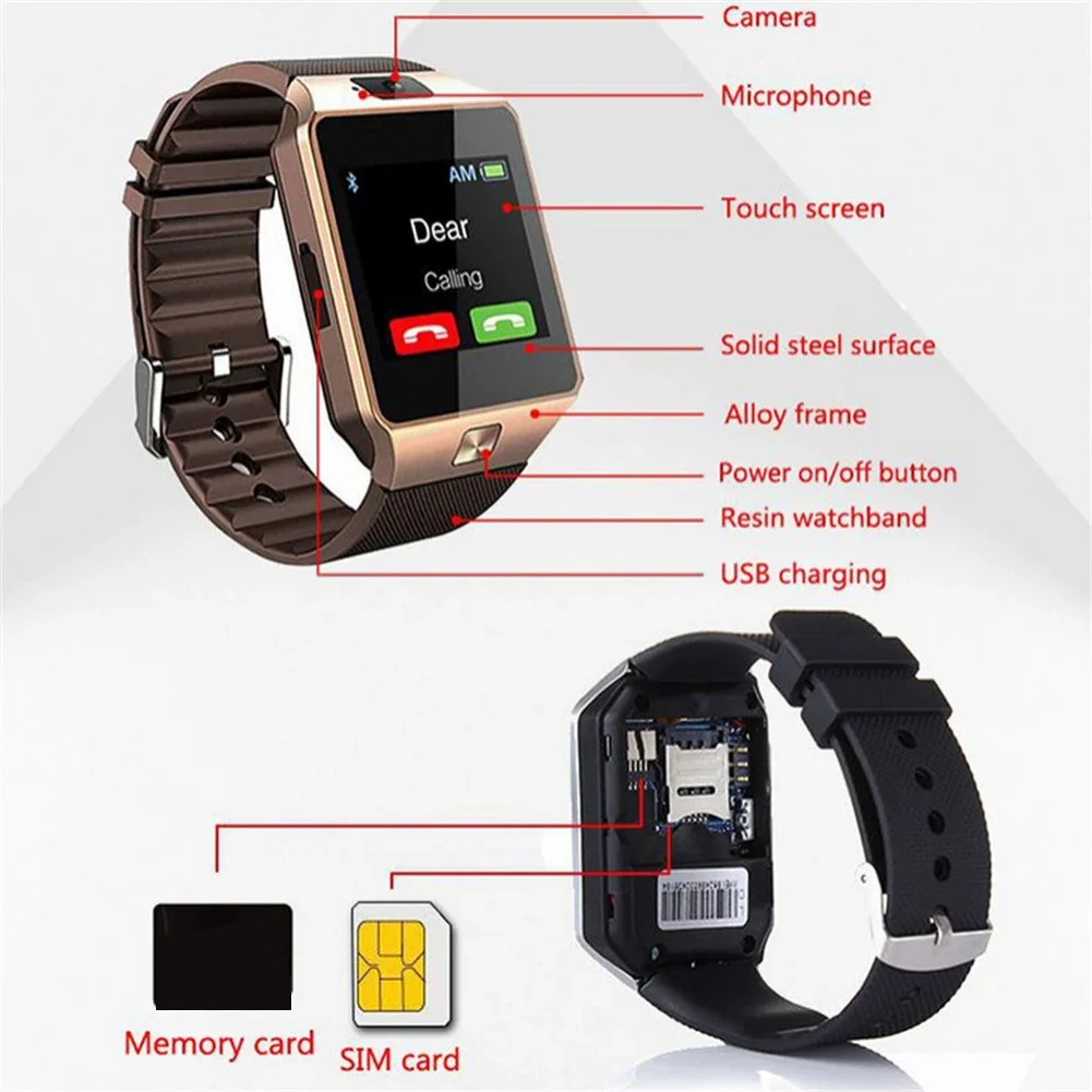 DZ09 Smartwatch Phone Watch Men Women Smart Watch With SIM Card Slot 2G Net Kids Smart Watch A1 V8 Phone Watch Bluetooth Smart Watch With TF Card Memory Card Men Smart Watch Android Watch Wrist Watch