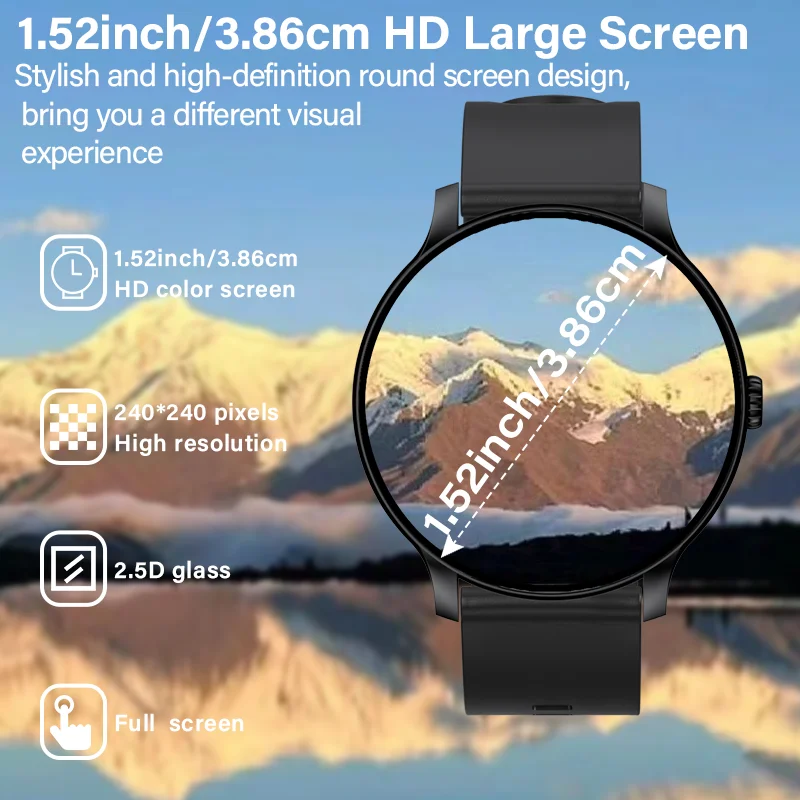 LXASFIT GT2 Men Smart Watch Woman Smartwatch Waterproof Heart Rate Monitor Bluetooth Call Sport Smart Band Bracelet Round Screen Sports Smart Watch for Men Touch Control Kids Smartwatch Ladies Watch