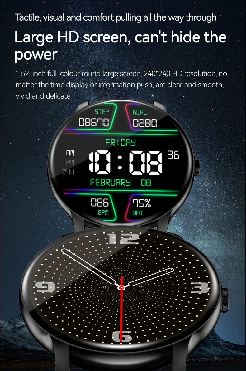 LXASFIT GT2 Men Smart Watch Woman Smartwatch Waterproof Heart Rate Monitor Bluetooth Call Sport Smart Band Bracelet Round Screen Sports Smart Watch for Men Touch Control Kids Smartwatch Ladies Watch