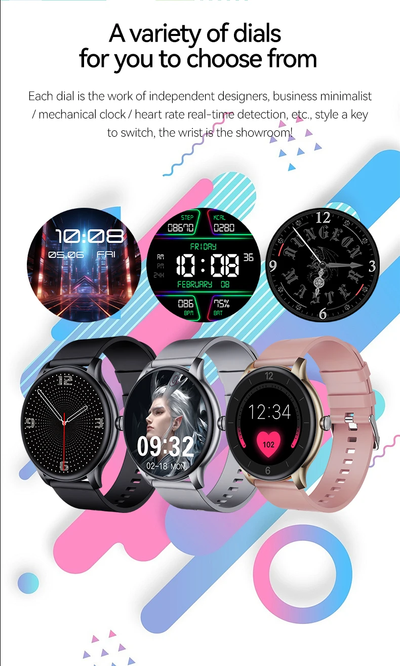 LXASFIT GT2 Men Smart Watch Woman Smartwatch Waterproof Heart Rate Monitor Bluetooth Call Sport Smart Band Bracelet Round Screen Sports Smart Watch for Men Touch Control Kids Smartwatch Ladies Watch