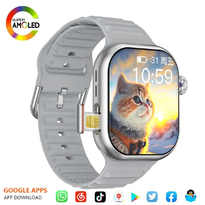 B29 Wireless Calling Smart Watch Make Answer Call Full Touch Sport Fitness S9 ultra Smart Watch for Men Women with Wifi 4G Android Support SIM Card Rotating Camera S9 Smart Watch Sports Smart Watch