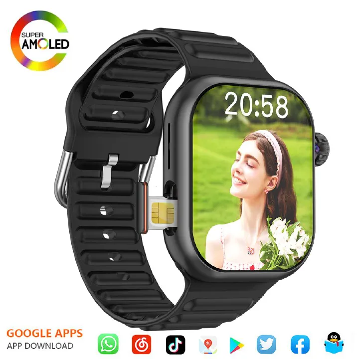 Men Sports Smartwatch S9 ultra Smart Watch With SIM Card Slot Rotating Camera AMOLED 4G Network App Download Bluetooth Call Women Smart watch Waterproof GPS S9 Smart Watch For men Smart Bracelet