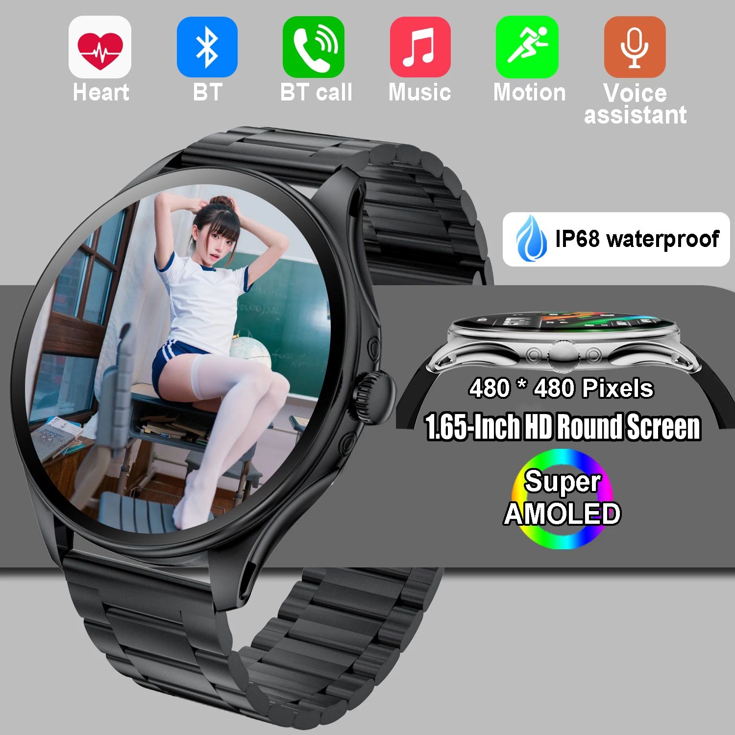 2025 New Kalobee Smart Watch SK42 Ultra Thin Sport SmartWatch Men AMOLED Screen Fitness Tracker Long Battery Life Waterproof Watch High-quality Top Brand Round Screen Bluetooth Call Smartwatch For Men
