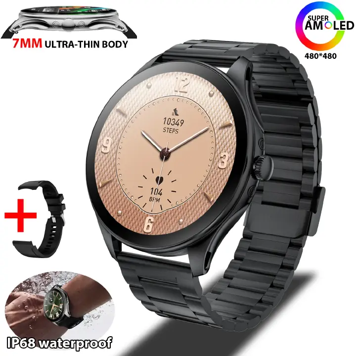 7mm Ultra Thin Smart Watch 350mAh Large Capacity Men's Bluetooth Sports IP68 Waterproof Heart Rate Ultra Thin Smart Watch Heart Rate Monitoring Smartwatches Steel Band Men's Smart Watch Sports Watch