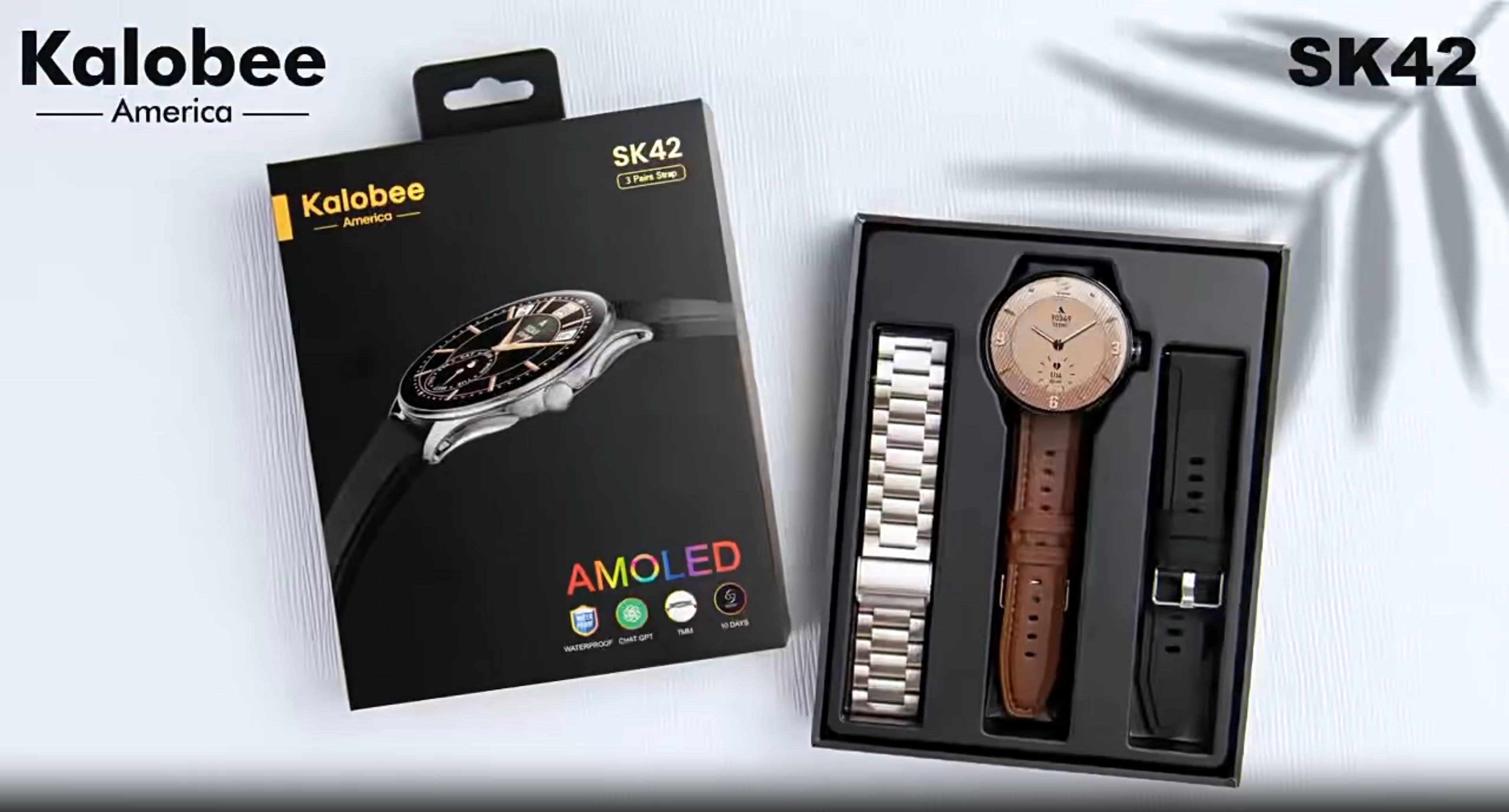 2025 New Kalobee Smart Watch SK42 Ultra Thin Sport SmartWatch Men AMOLED Screen Fitness Tracker Long Battery Life Waterproof Watch High-quality Top Brand Round Screen Bluetooth Call Smartwatch For Men