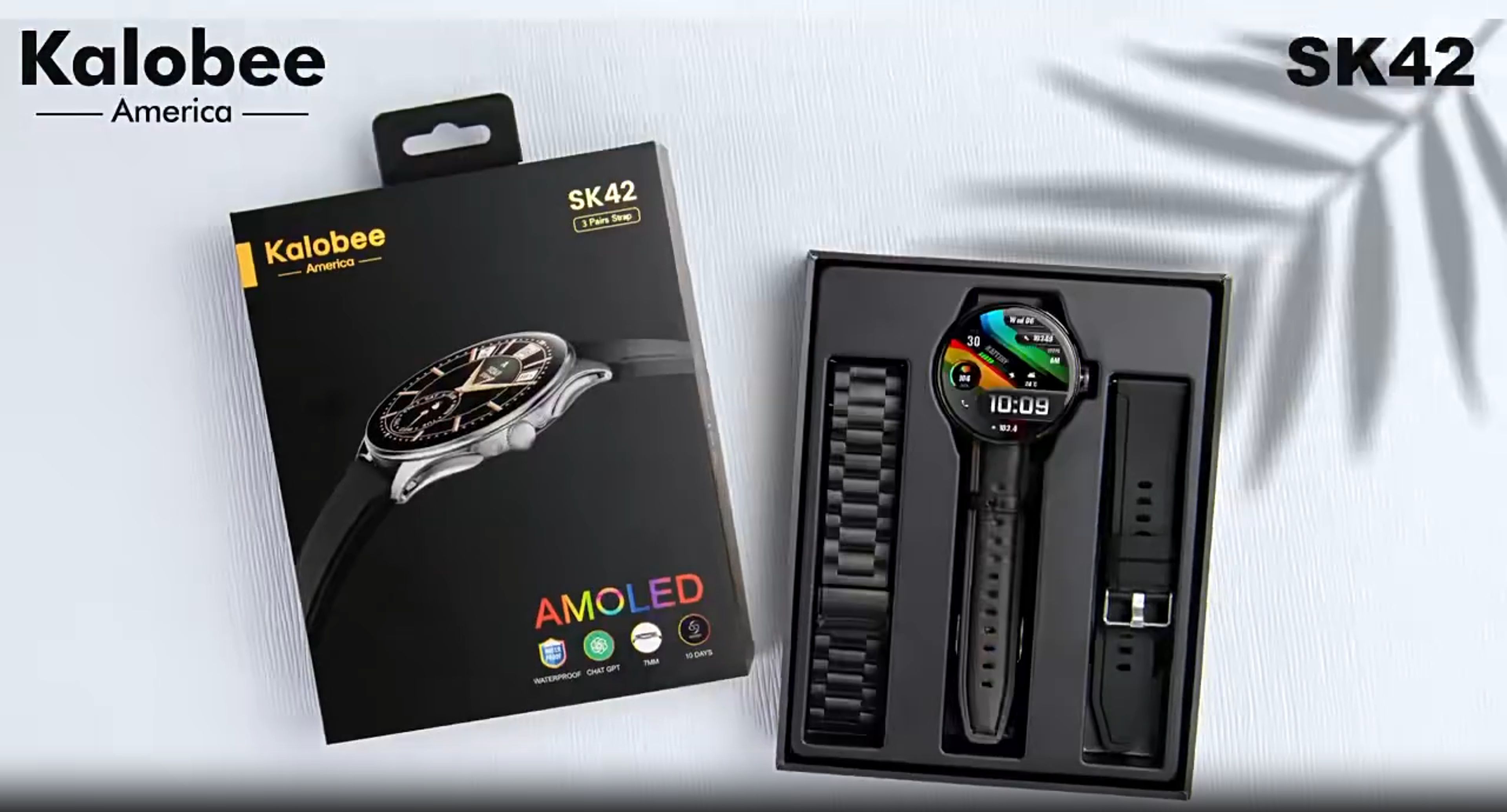 2025 New Kalobee Smart Watch SK42 Ultra Thin Sport SmartWatch Men AMOLED Screen Fitness Tracker Long Battery Life Waterproof Watch High-quality Top Brand Round Screen Bluetooth Call Smartwatch For Men