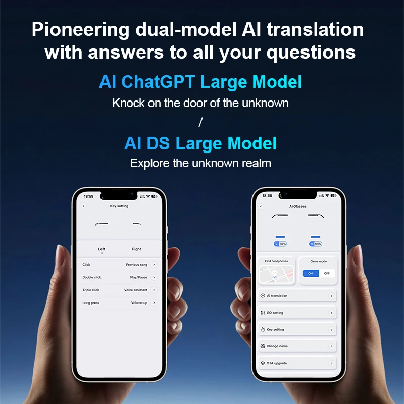 AI Smart Glasses Intelligent Translation Glasses Bluetooth Calling Music Playback Voice Assistant Remote Control Waterproof Audio Glasses Color-Changing Lens Anti-UV Outdoor Driving Smart Sunglasses