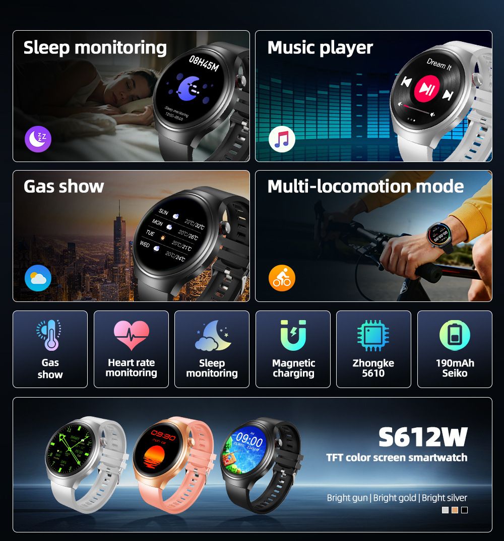 2025 New Smart Watch HD Round Screen Bluetooth Call GPS Fitness Track Sports Watch Heart rate Health Monitoring Men Women Smart Watch Gift Set Watch 4 Smartwatch For Men Couple Waterproof Smart Watch