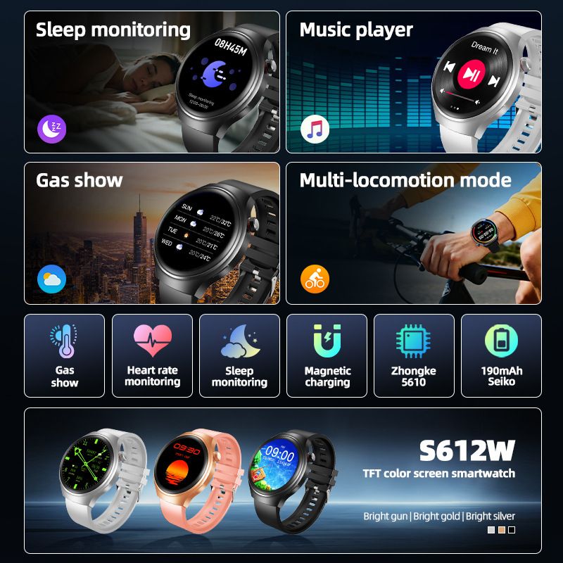 2025 New Smart Watch HD Round Screen Bluetooth Call GPS Fitness Track Sports Watch Heart rate Health Monitoring Men Women Smart Watch Gift Set Watch 4 Smartwatch For Men Couple Waterproof Smart Watch