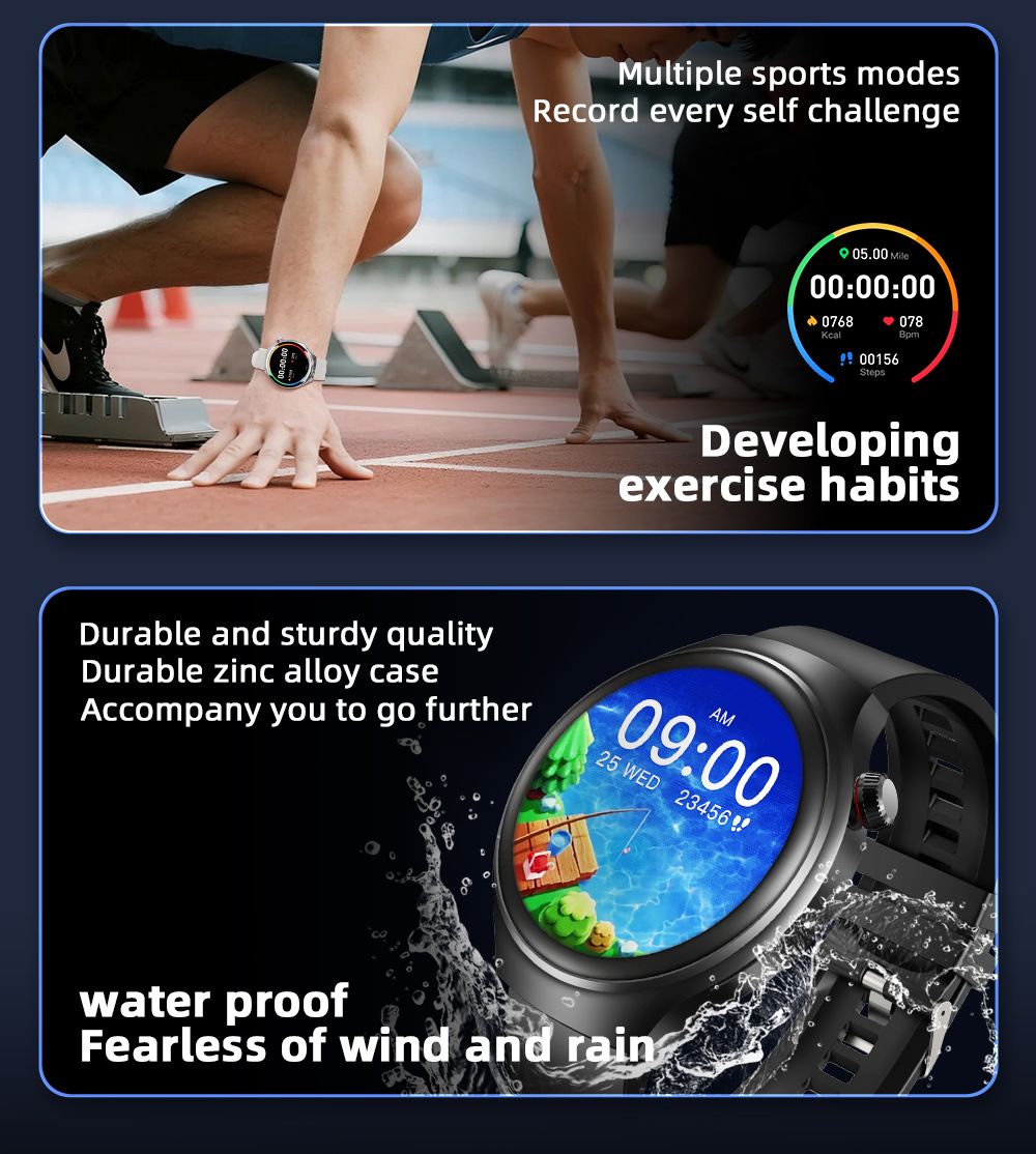 2025 New Smart Watch HD Round Screen Bluetooth Call GPS Fitness Track Sports Watch Heart rate Health Monitoring Men Women Smart Watch Gift Set Watch 4 Smartwatch For Men Couple Waterproof Smart Watch