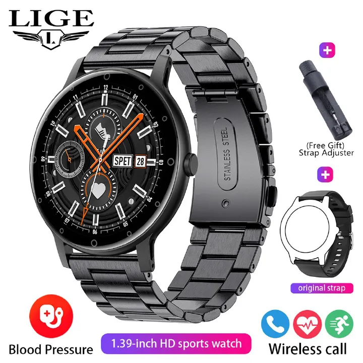 LIGE S88 Smart Watch 1.39'' Round AI voice Smartwatch Bluetooth Call Men Women Fitness Sports Smart Bracelet Health Heart Rate Monitoring Sports Watches For IOS Android Waterproof Smart Watch For Men