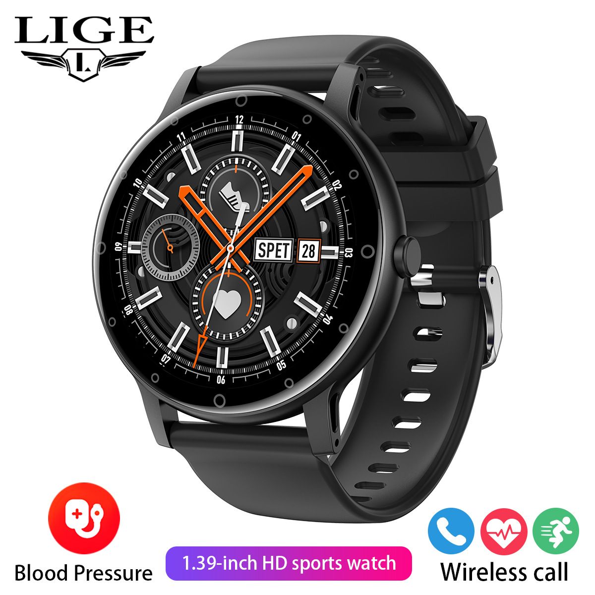 LIGE S88 Smart Watch 1.39'' Round AI voice Smartwatch Bluetooth Call Men Women Fitness Sports Smart Bracelet Health Heart Rate Monitoring Sports Watches For IOS Android Waterproof Smart Watch For Men