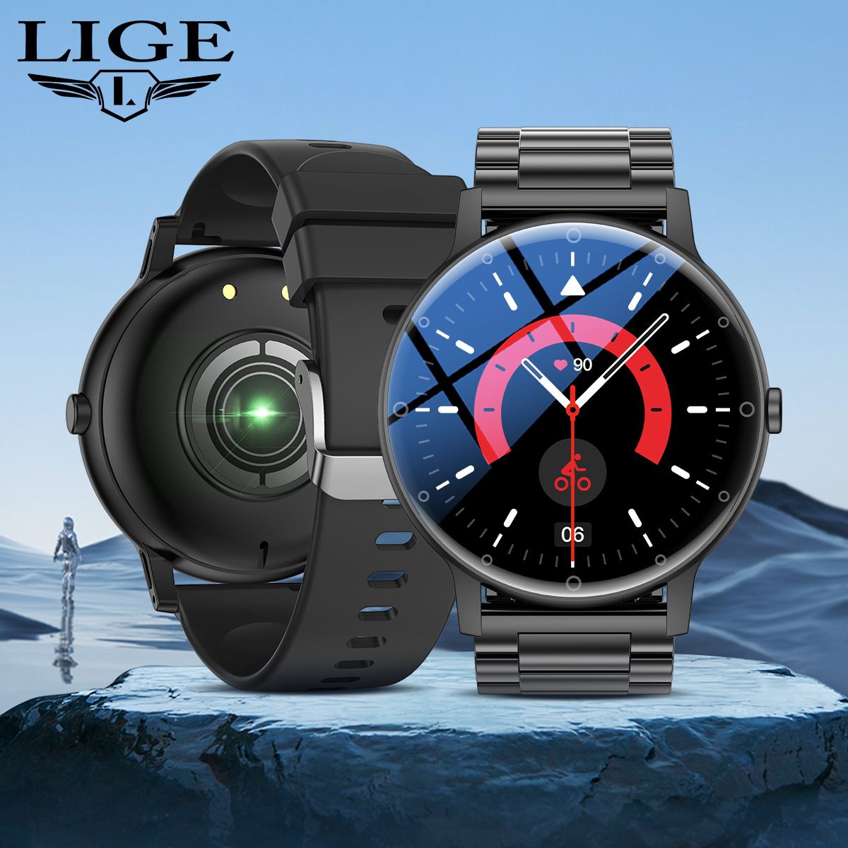LIGE S88 Smart Watch 1.39'' Round AI voice Smartwatch Bluetooth Call Men Women Fitness Sports Smart Bracelet Health Heart Rate Monitoring Sports Watches For IOS Android Waterproof Smart Watch For Men