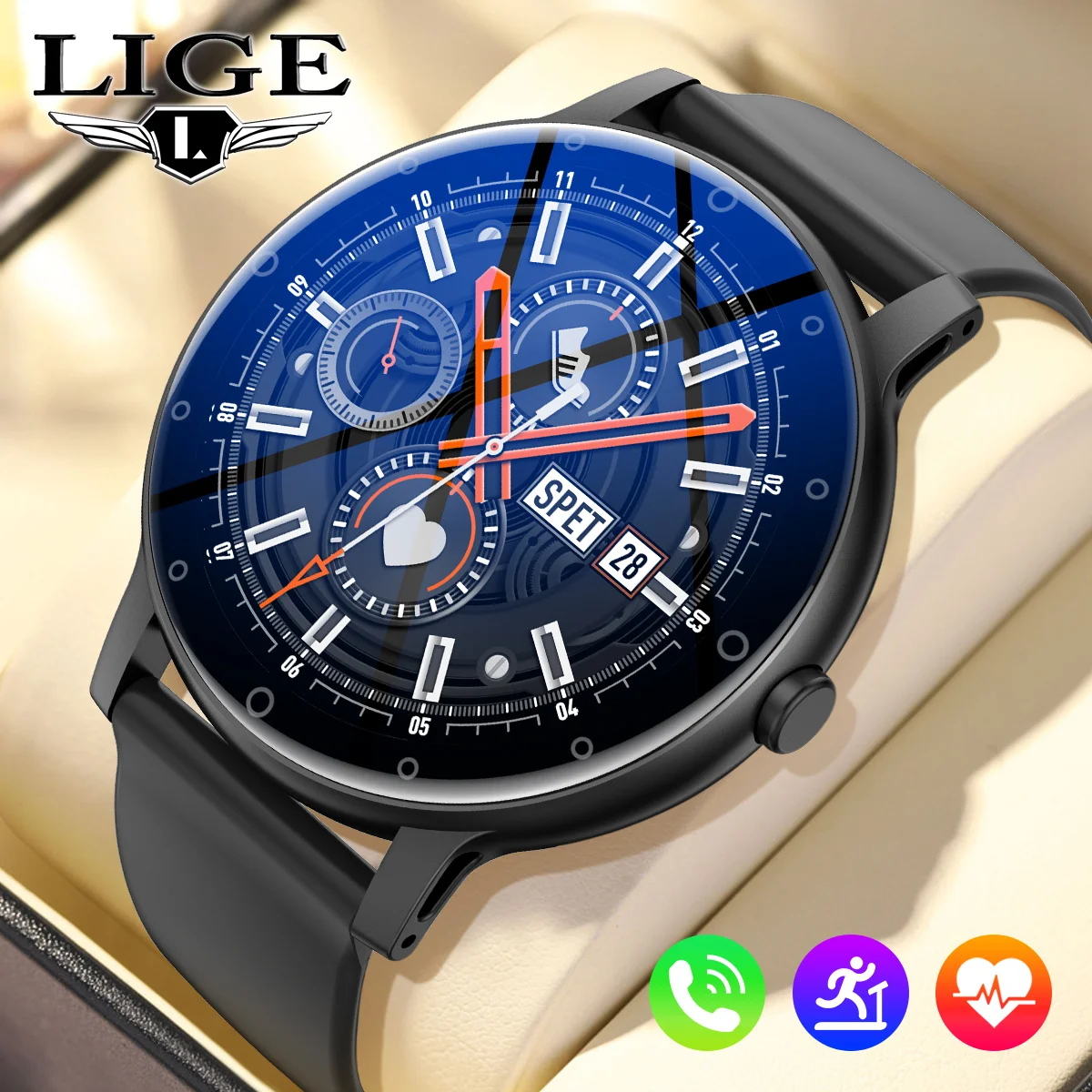 LIGE S88 Smart Watch 1.39'' Round AI voice Smartwatch Bluetooth Call Men Women Fitness Sports Smart Bracelet Health Heart Rate Monitoring Sports Watches For IOS Android Waterproof Smart Watch For Men