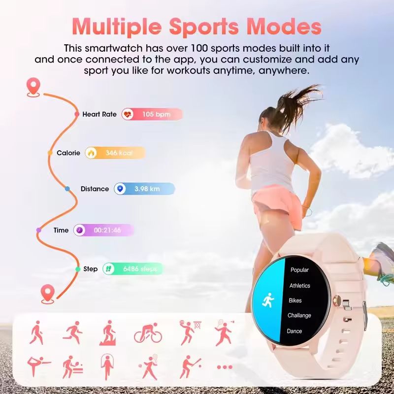 2025 New Smart Watch for Men Women Gift Round Full Touch Screen Ultra-thin Sport Fitness Watches Bt Call Digital Smartwatch Lady Wristwatch Z2 Plus Smartwatch Waterproof Sports Smart Watch For Woman