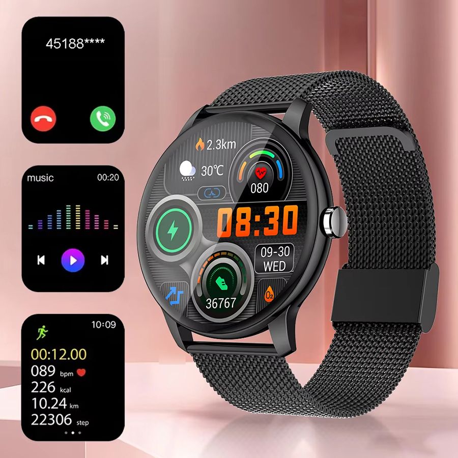 2025 New Smart Watch for Men Women Gift Round Full Touch Screen Ultra-thin Sport Fitness Watches Bt Call Digital Smartwatch Lady Wristwatch Z2 Plus Smartwatch Waterproof Sports Smart Watch For Woman