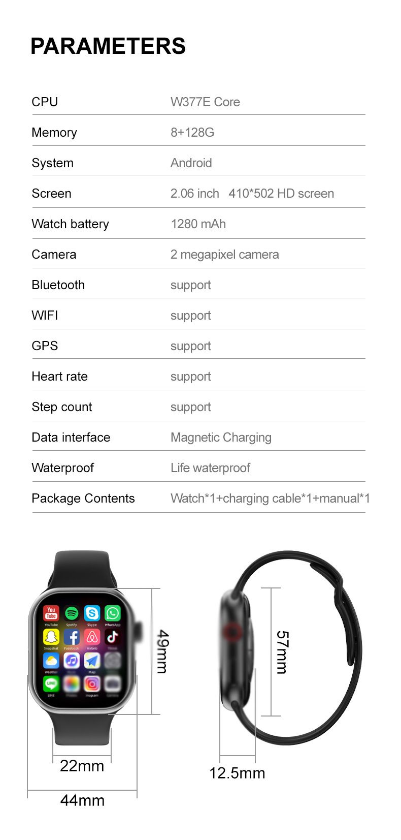 S10 Smart Watch With SIM Card And Wifi Men Women Smartwatch Smart Phone Watch Independent Card Call S9 190° Rotating Camera Free Download of APP Smartwatch SIM Card NFC Sport Smart Watch For Men