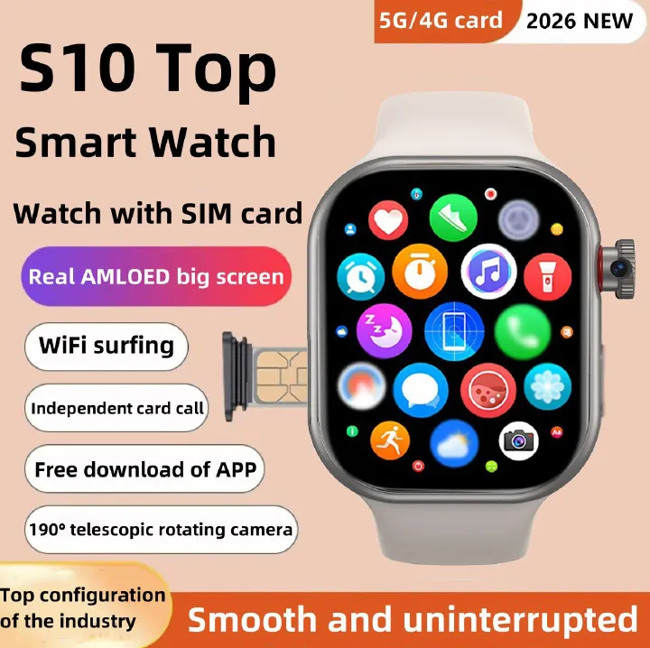 S10 Smart Watch Support SIM Card And Wifi Men Women Smartwatch Smart Phone Call Watch Independent Call S9 190° Rotating Camera Free Download of APP Smartwatch SIM Card NFC Sport Smart Watch For Men