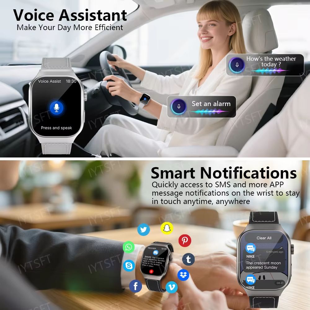 LAXASFIT New H7 Smart Watch Bluetooth Call Full Touch Curved Screen Message Reminder Heart Rate Monitor Sports Smartwatch for Men Sleep Monitoring Waterproof Men's Watch Kids Watch Women Smartwatch
