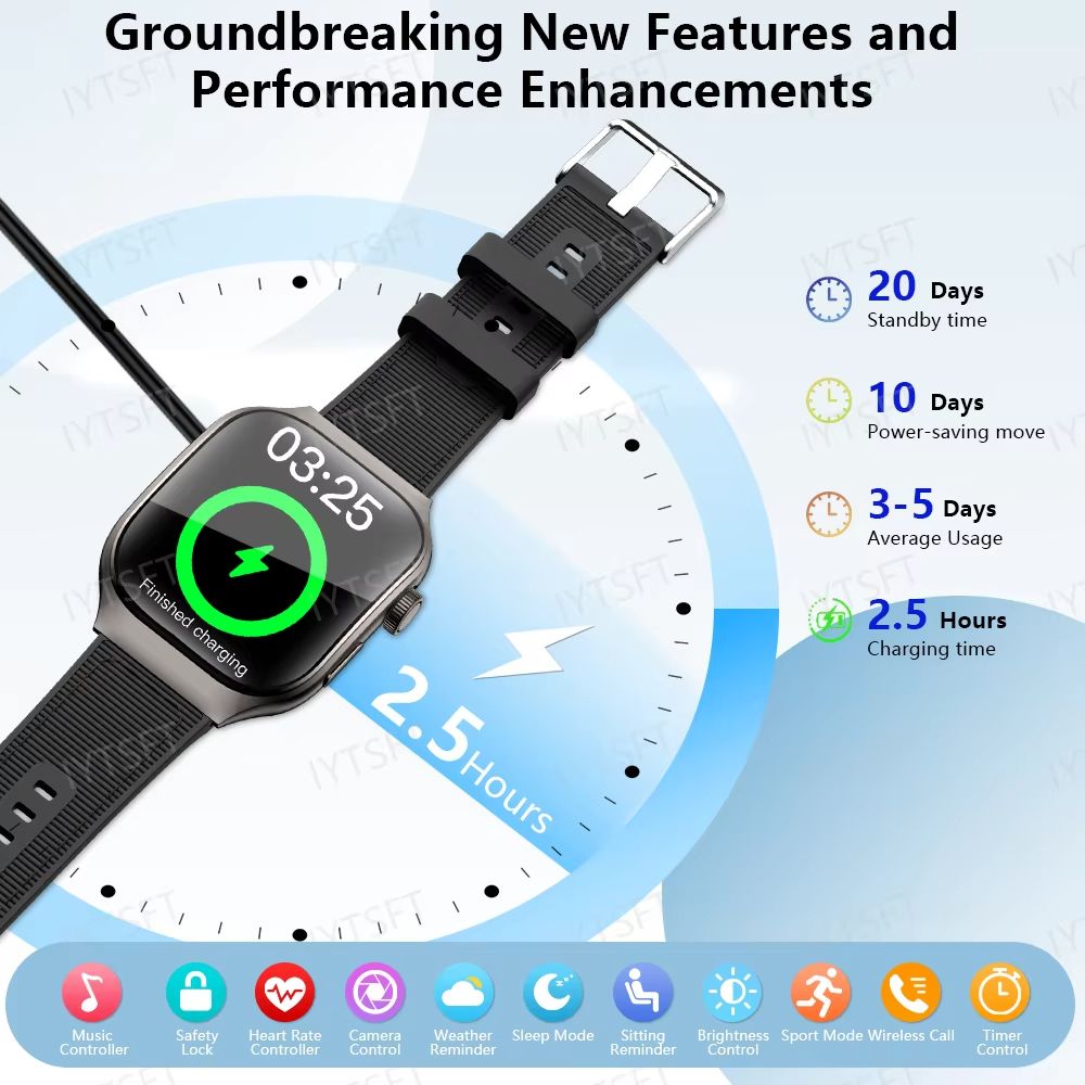 LAXASFIT New H7 Smart Watch Bluetooth Call Full Touch Curved Screen Message Reminder Heart Rate Monitor Sports Smartwatch for Men Sleep Monitoring Waterproof Men's Watch Kids Watch Women Smartwatch