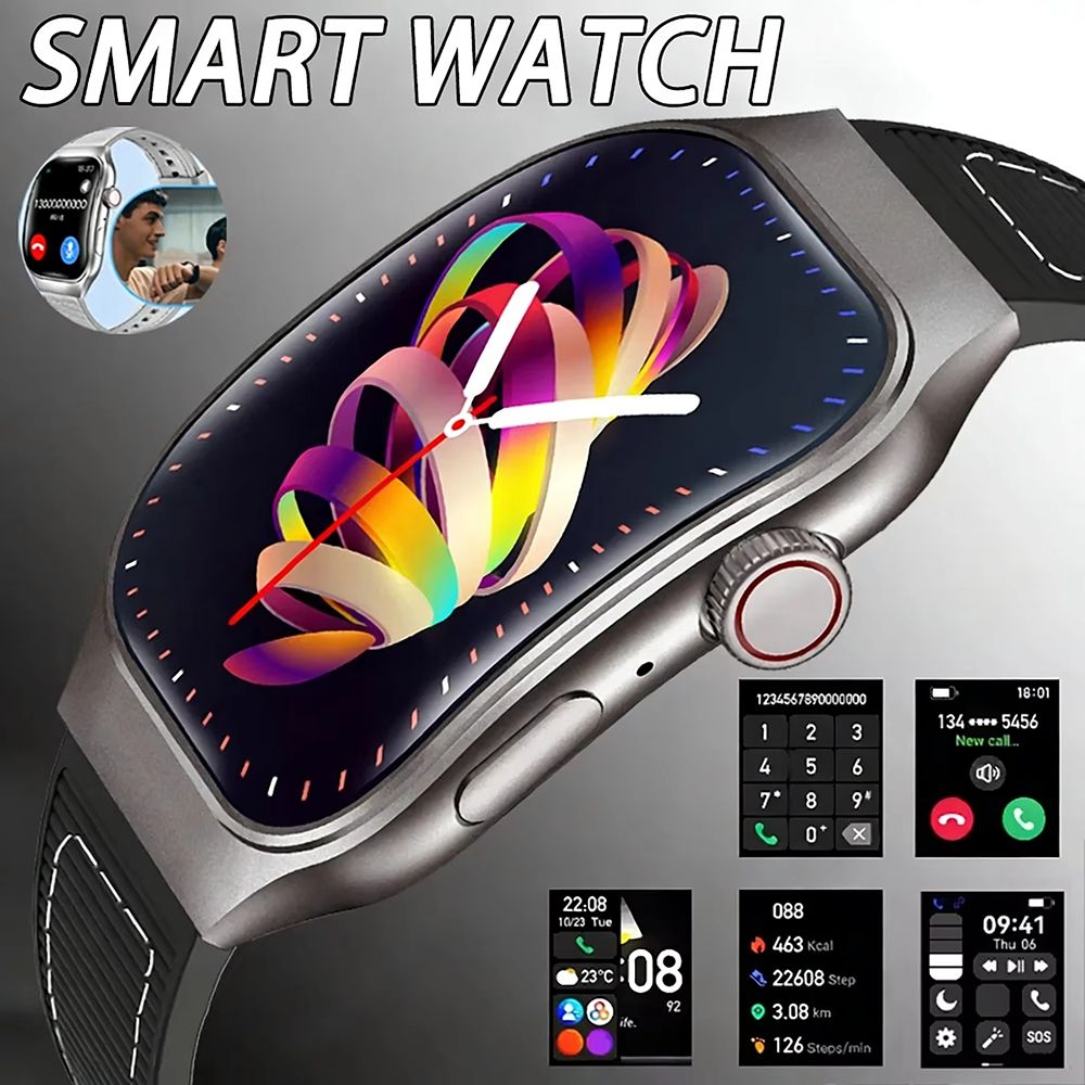 LAXASFIT New H7 Smart Watch Bluetooth Call Full Touch Curved Screen Message Reminder Heart Rate Monitor Sports Smartwatch for Men Sleep Monitoring Waterproof Men's Watch Kids Watch Women Smartwatch