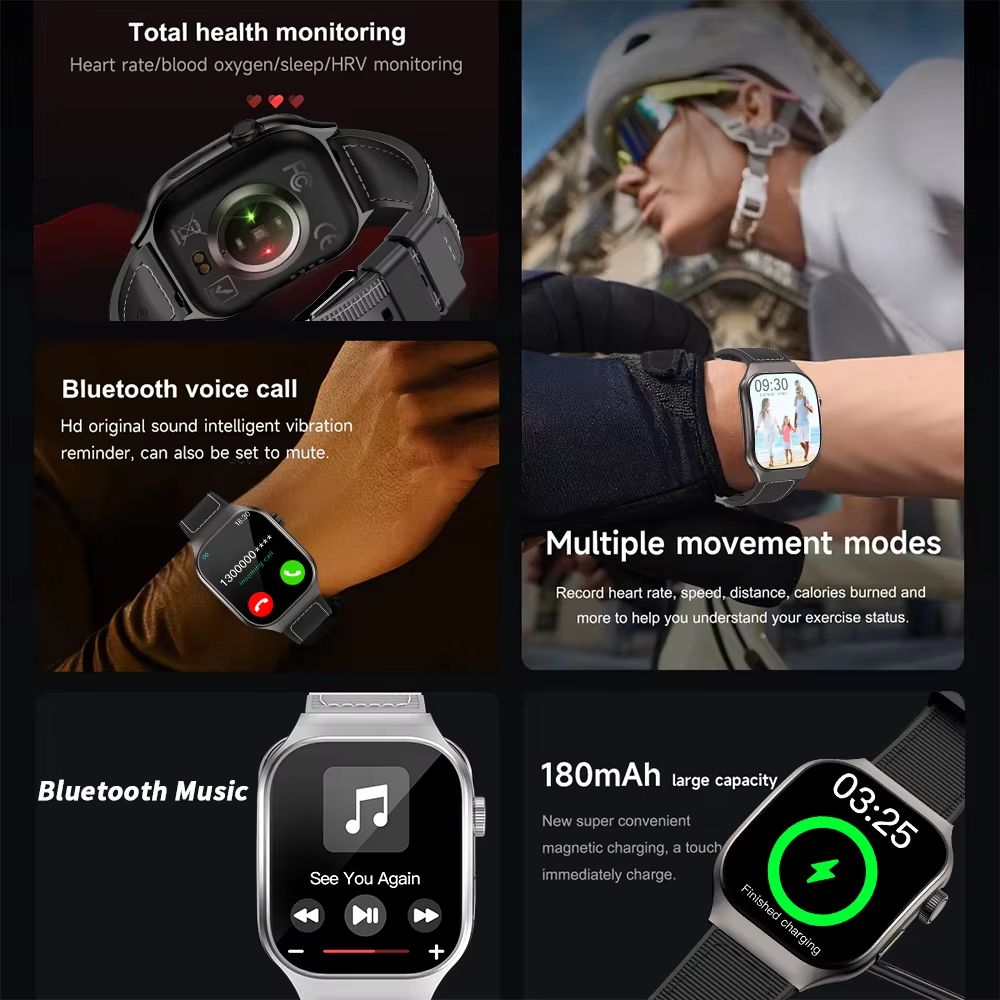 LAXASFIT New H7 Smart Watch Bluetooth Call Full Touch Curved Screen Message Reminder Heart Rate Monitor Sports Smartwatch for Men Sleep Monitoring Waterproof Men's Watch Kids Watch Women Smartwatch