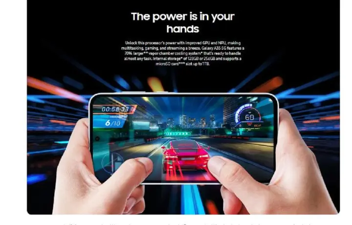 SAMSUNG Galaxy A35 5G A Series Cell Phone, 128GB Unlocked Android Smartphone, AMOLED Display, Advanced Triple Camera System, Expandable Storage, Rugged Design, US Version, 2024,