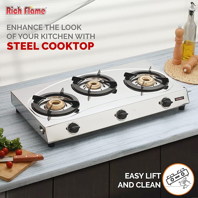 [BRAND] Intex  agni ultra gas stove 3 Brass Burners and Ergonomic designed knob