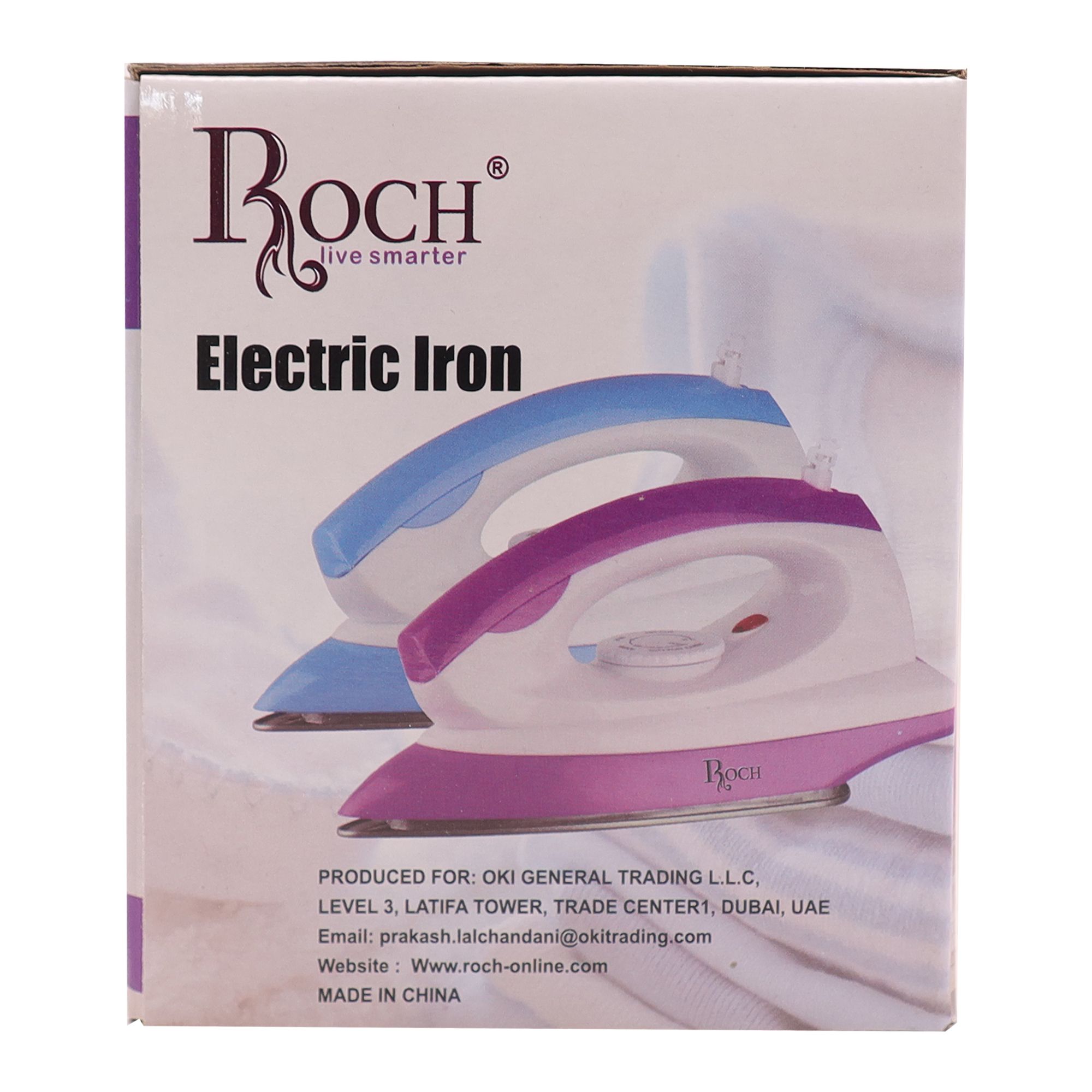 Roch Electric Dry Iron Box  REI-1231-D Blue and White colour Non-stick soleplate