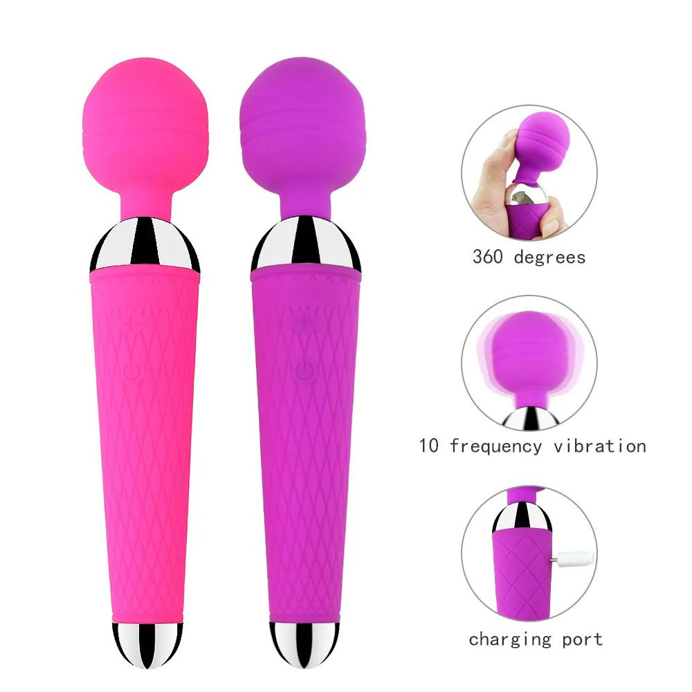 Woman Sex Toy USB Rechargeable G-spot Clit Vibrator Sex Toy Dildo Massager Magic Wand Waterproof AV Stick Dildo Female Vagina Clitoris Massager Sex Toys