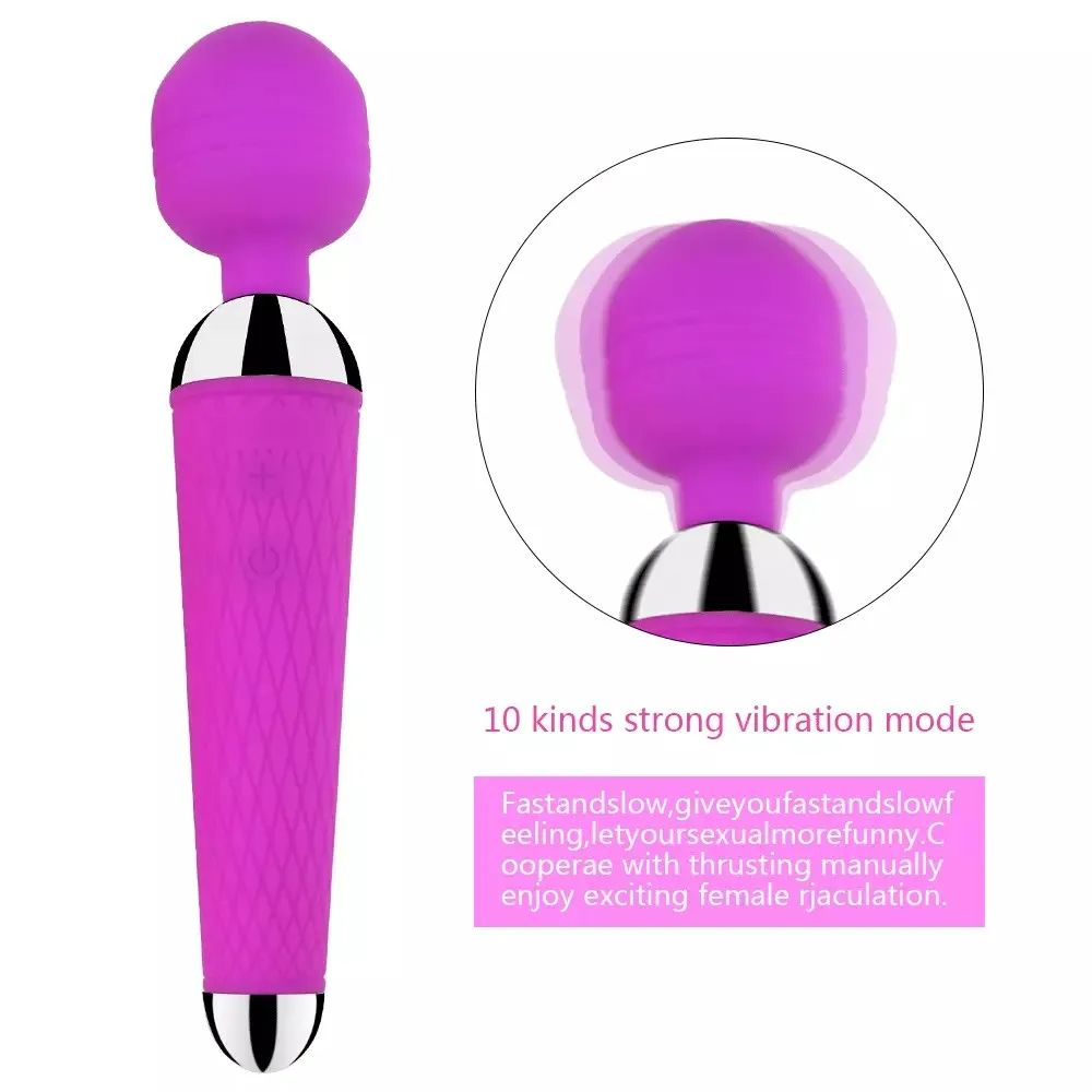 Woman Sex Toy USB Rechargeable G-spot Clit Vibrator Sex Toy Dildo Massager Magic Wand Waterproof AV Stick Dildo Female Vagina Clitoris Massager Sex Toys