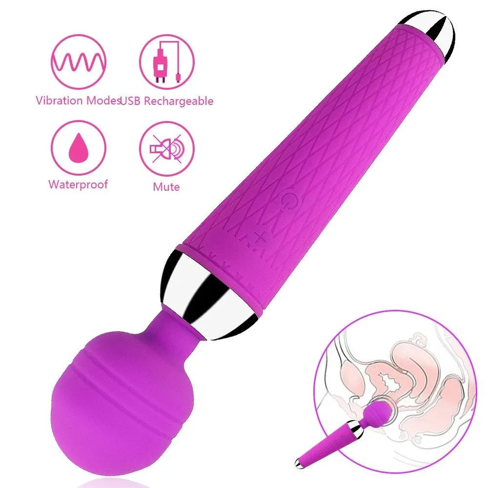 Woman Sex Toy USB Rechargeable G-spot Clit Vibrator Sex Toy Dildo Massager Magic Wand Waterproof AV Stick Dildo Female Vagina Clitoris Massager Sex Toys