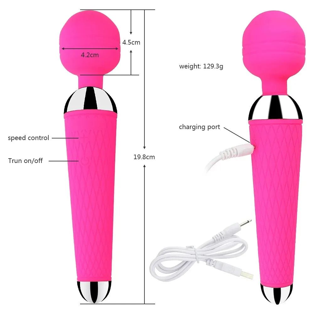 Woman Sex Toy USB Rechargeable G-spot Clit Vibrator Sex Toy Dildo Massager Magic Wand Waterproof AV Stick Dildo Female Vagina Clitoris Massager Sex Toys