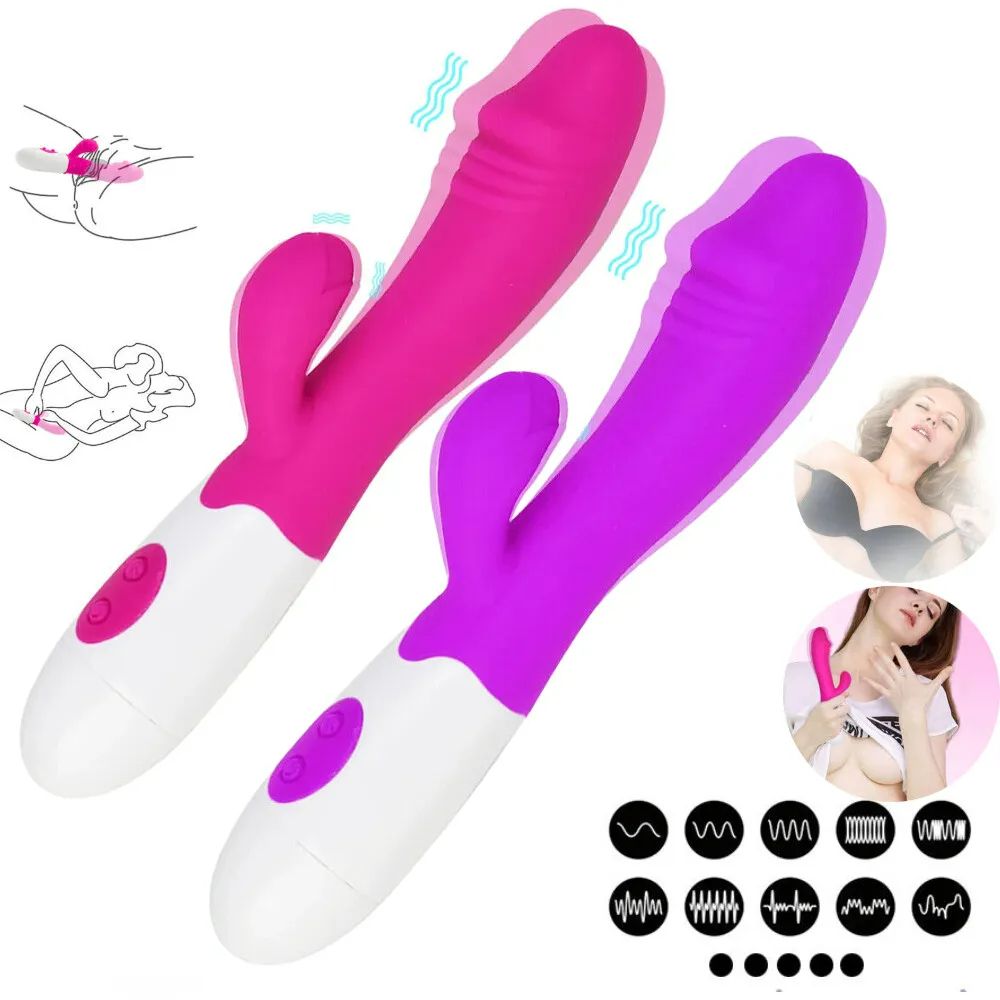 Sex Toy Woman 10 Modes Dildo Female Vibrator Sex Toy Personal Hand Held Powerful Massager Vibrator Wand Waterproof Multispeed Double Vibrator Rabbit G-Spot Clit Massager Female Adult Sex Toy