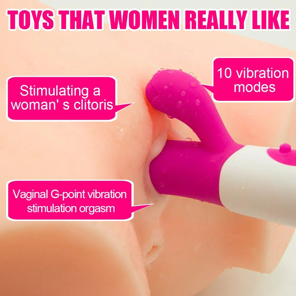 Sex Toy Woman 10 Modes Dildo Female Vibrator Sex Toy Personal Hand Held Powerful Massager Vibrator Wand Waterproof Multispeed Double Vibrator Rabbit G-Spot Clit Massager Female Adult Sex Toy