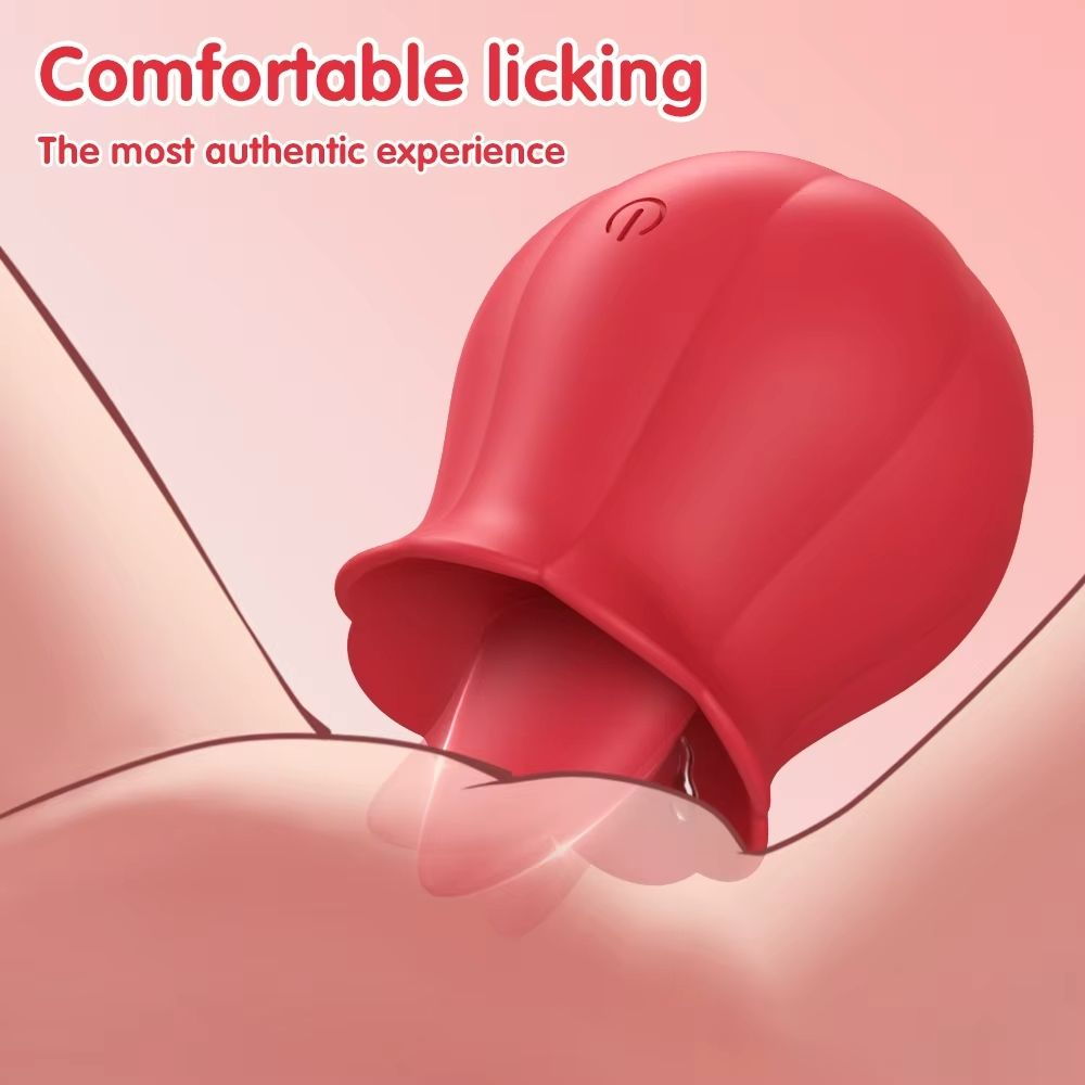 Powerful Tongue Licking Dildo Vibrator Women Clitoris Stimulator Massager Female Oral Nipples Clit Vibrating Rose Sex Toys for Adults