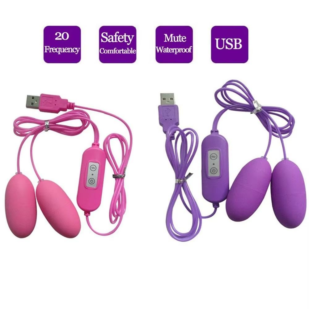 20 Speed USB Vibrating Egg Erotic Dildo 2 Eggs Double Vibrators G-spot Multi Massage Stick Bullet Vibrator Masturbation Clitoris Double Vibrators Eggs Remote Control AV Orgasm Squirt Adult Sex Toys